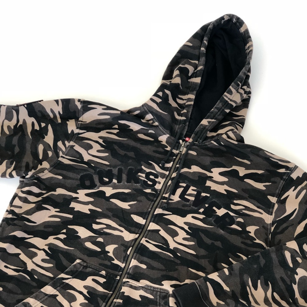 Men’s vintage quicksilver camo zip hoodie sz L